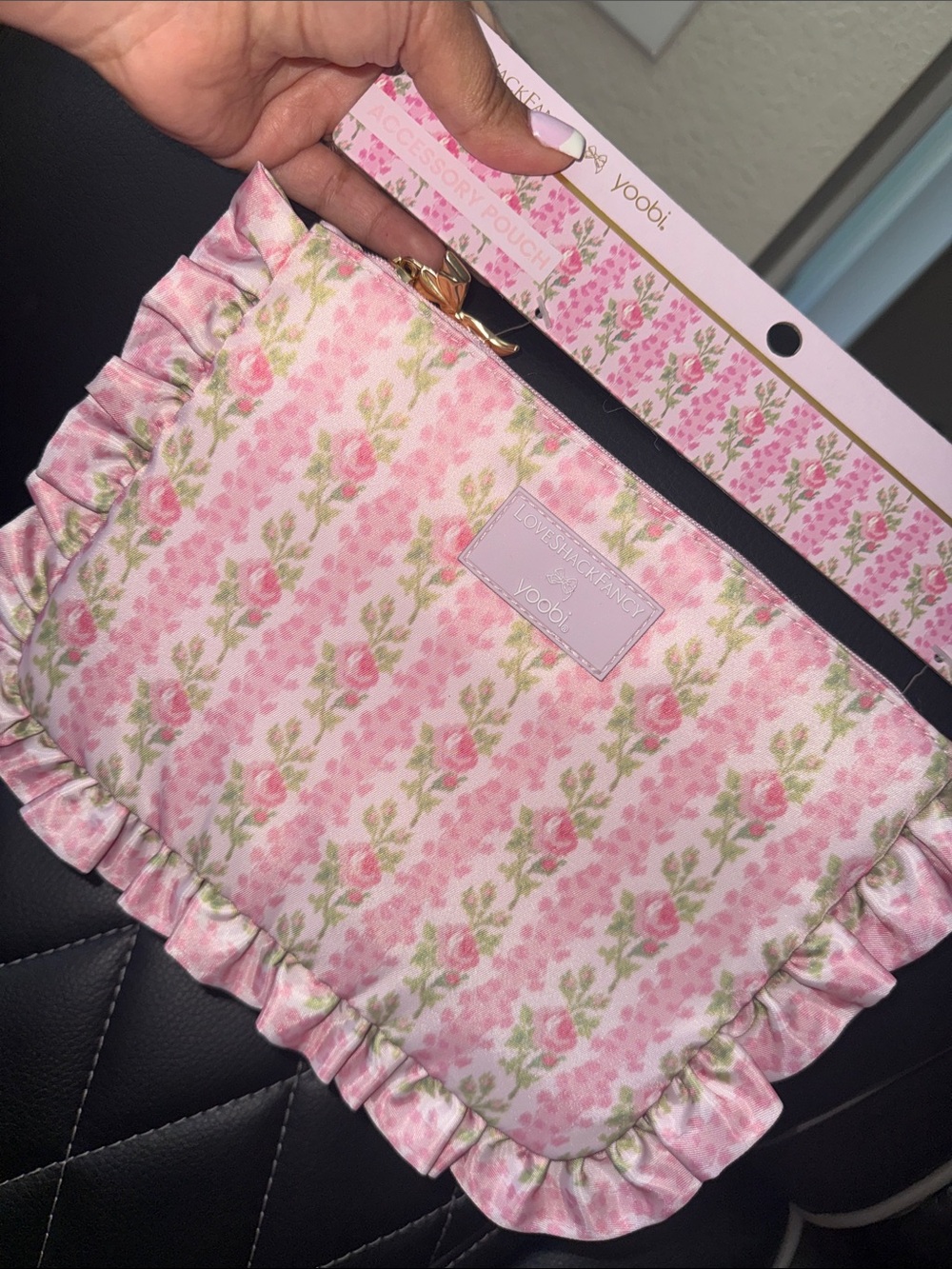 LSF Pink Floral Ruffle Accessory Pouch🌸🎀 - Picture 2 of 3